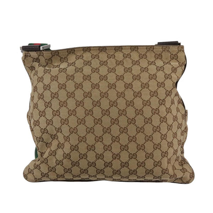 Gucci Double Pocket Web Messenger GG Canvas, Brown, Canvas, Shoulder Bag