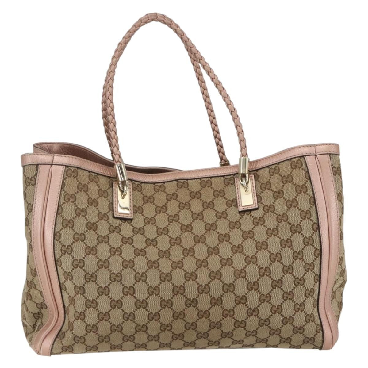 Gucci Bella Tote GG Canvas with Leather, BEIGE, CANVAS, Tote bag