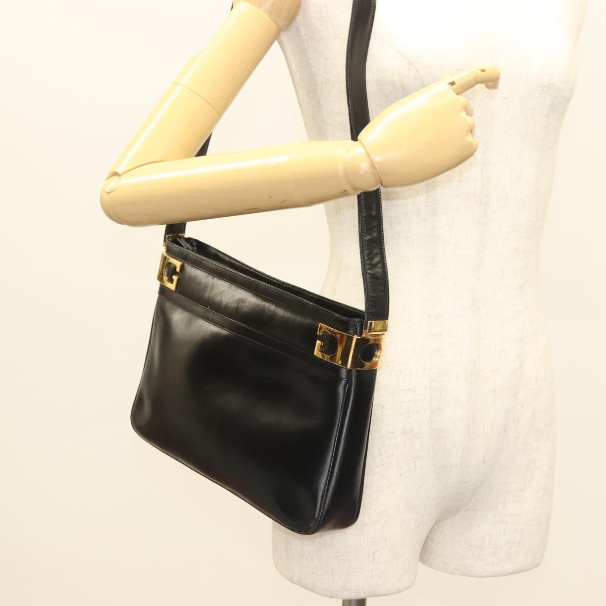 Gucci Vintage Shoulder Bag Leather, BLACK, LEATHER, Shoulder bag