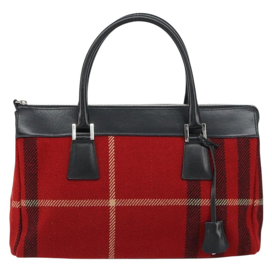 Burberry Nova Check Handbag Wool, RED, WOOL, Handbag