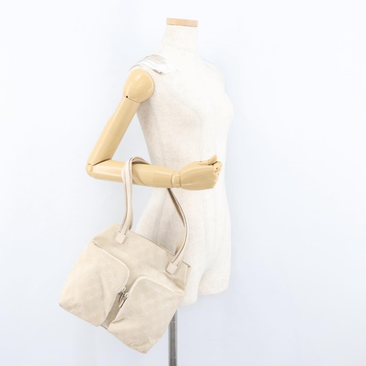 Gucci Double Pocket Tote GG Canvas, ECRU, CANVAS, Handbag
