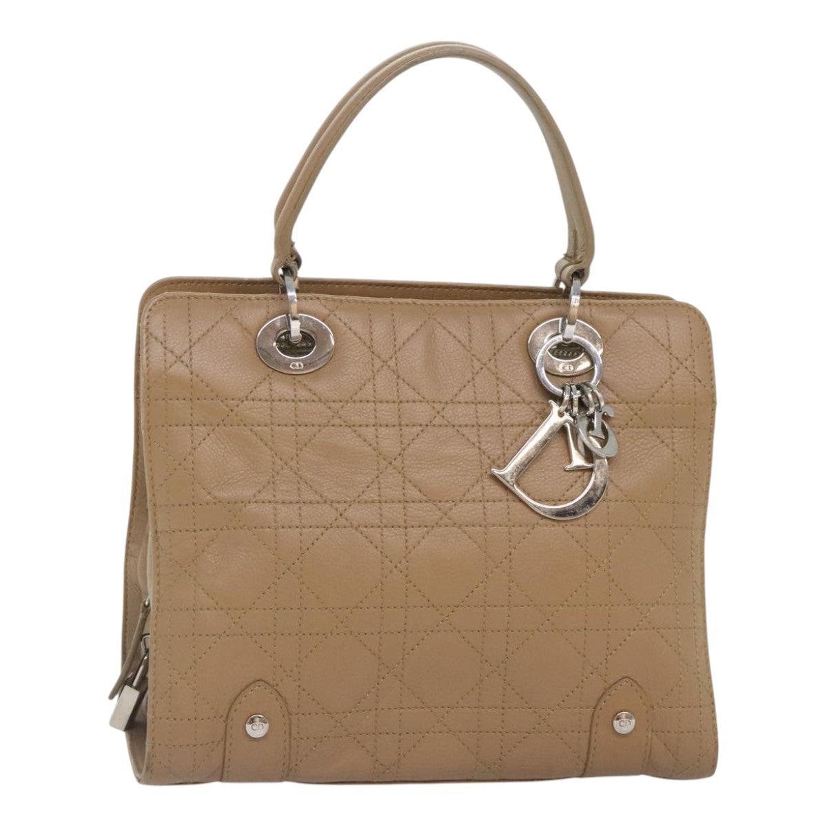 Christian Dior Lady Dior Soft Zip Tote Cannage Stitch Leather, BEIGE, LEATHER, Tote bag