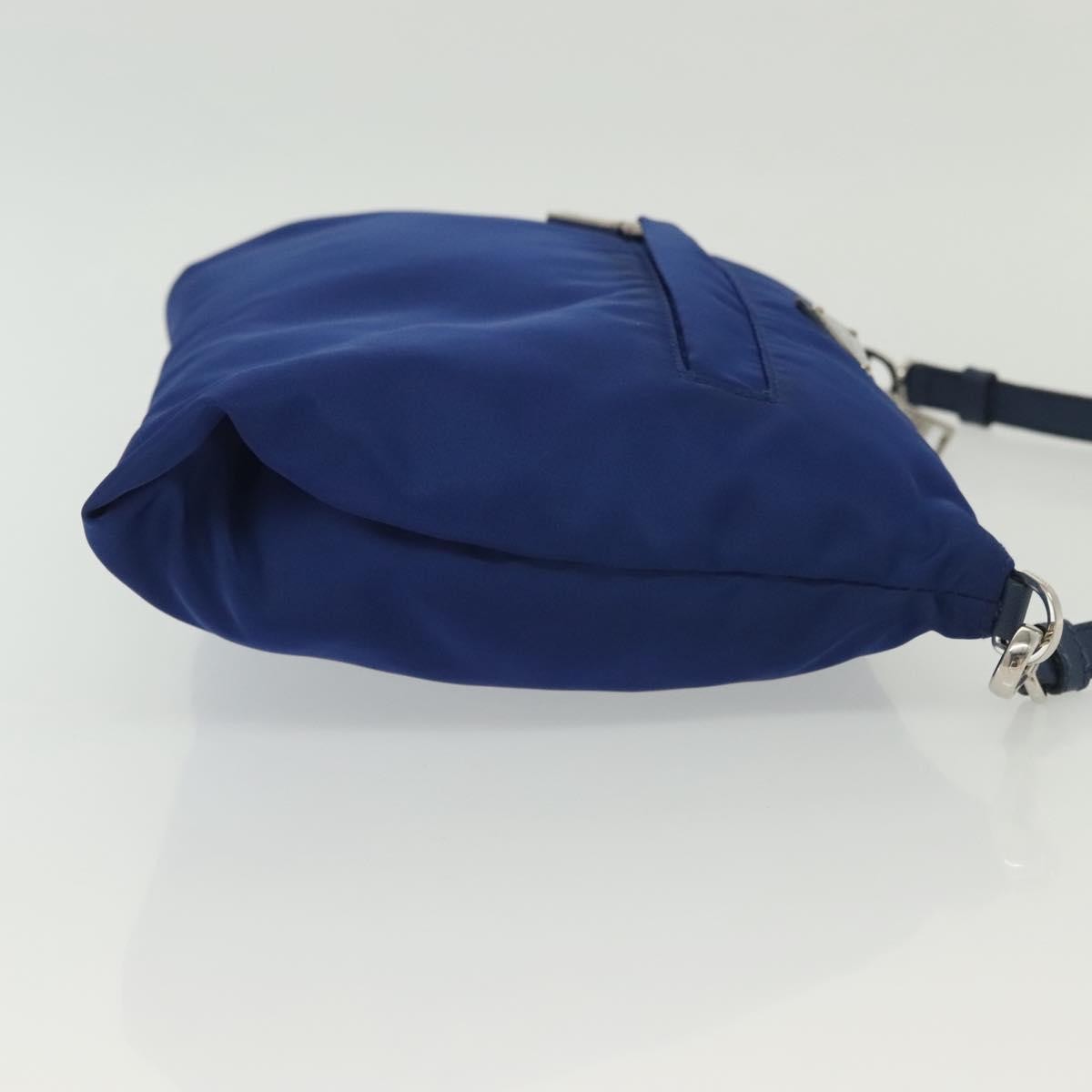 Prada Flat Messenger Tessuto with Leather, Blue, Nylon, Shoulder Bag