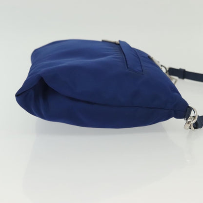 Prada Flat Messenger Tessuto with Leather, Blue, Nylon, Shoulder Bag