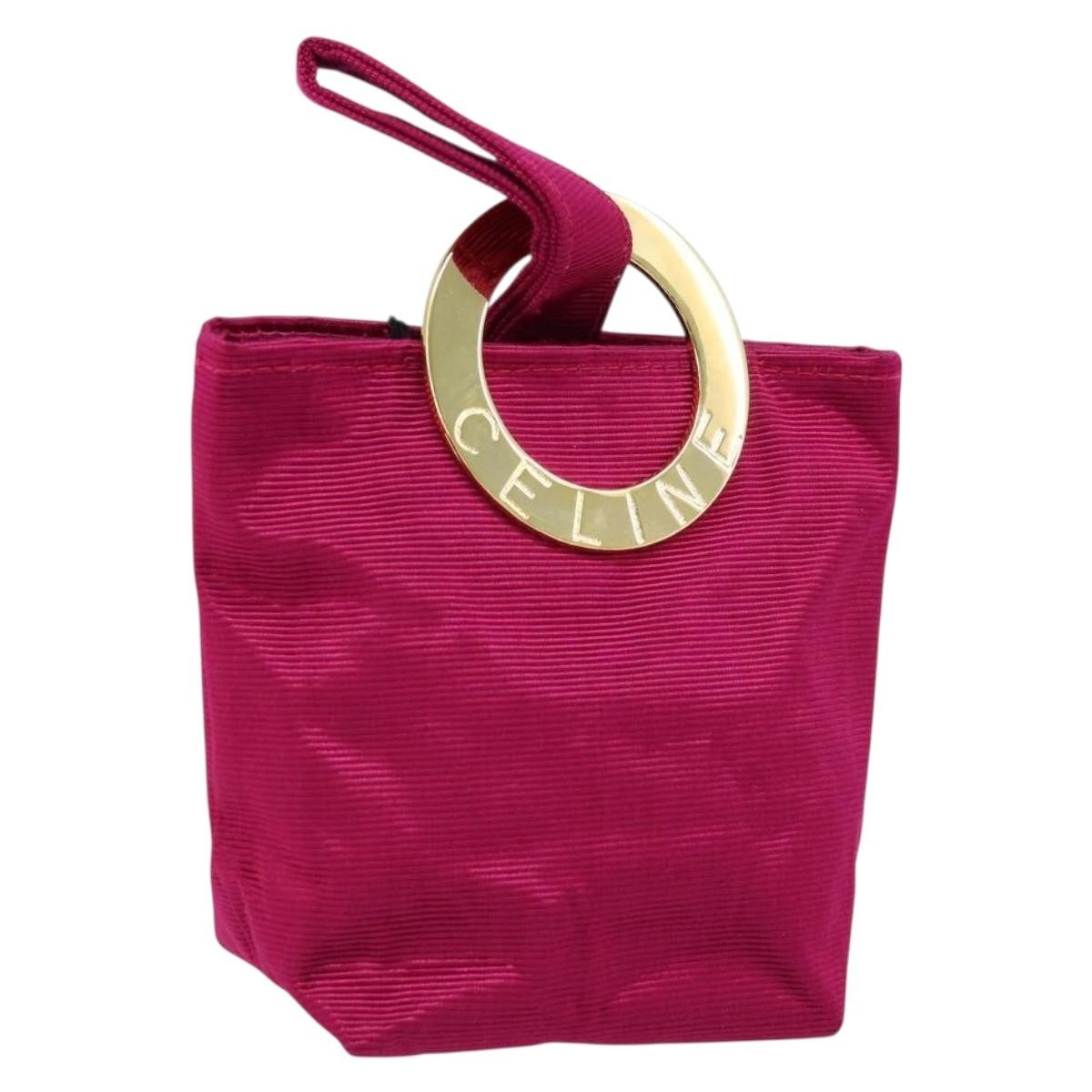 Celine Circle Logo Pouch Canvas, PINK, CANVAS, Clutche & pouche