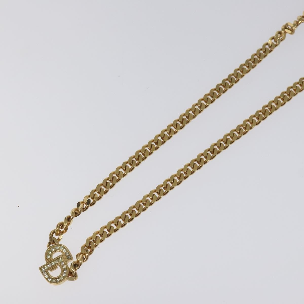 Christian Dior CD Pendant Necklace Metal and Crystals, GOLD, METAL, Necklace
