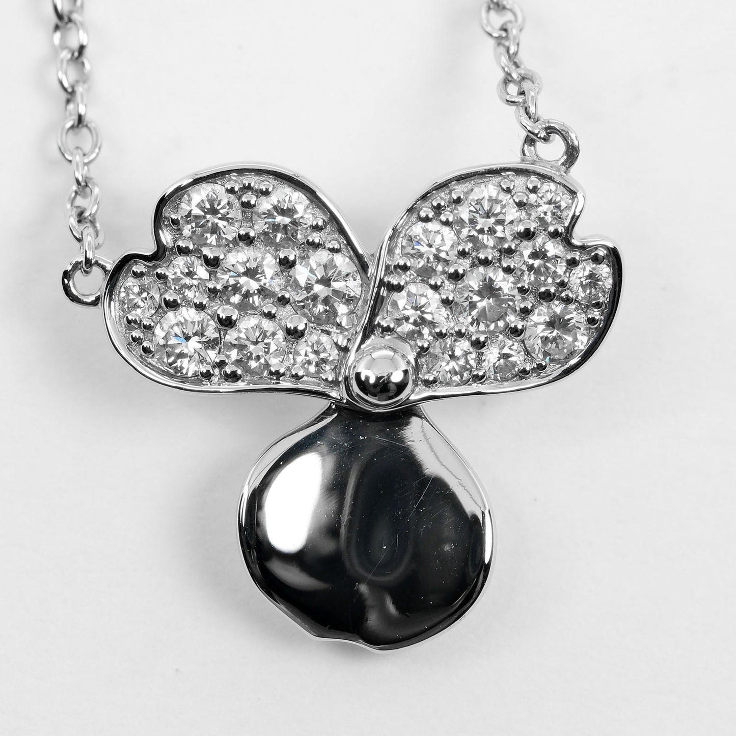 Tiffany & Co. Open Paper Flower Pendant Necklace Platinum and Diamonds, SILVER, PLATINUM, Necklace