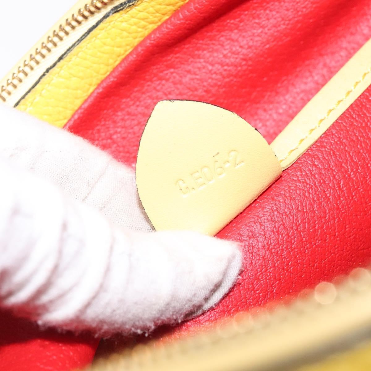 Celine Vintage Shoulder Bag Leather, YELLOW, LEATHER, Shoulder bag