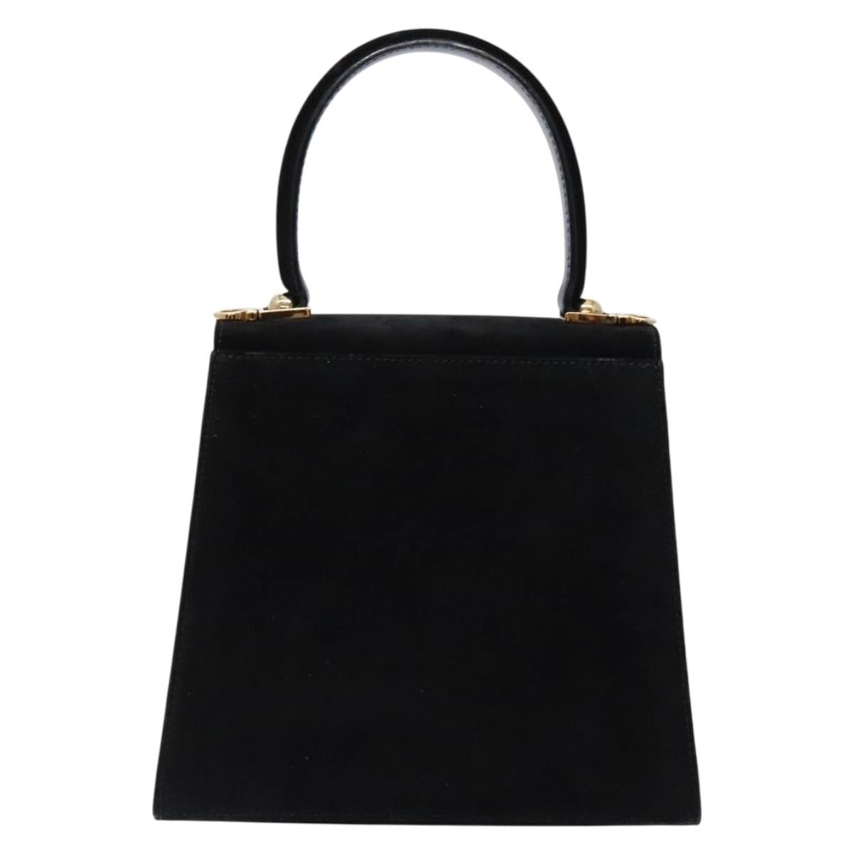 Salvatore Ferragamo Convertible Top Handle Bag Leather, BLACK, SUEDE, Handbag