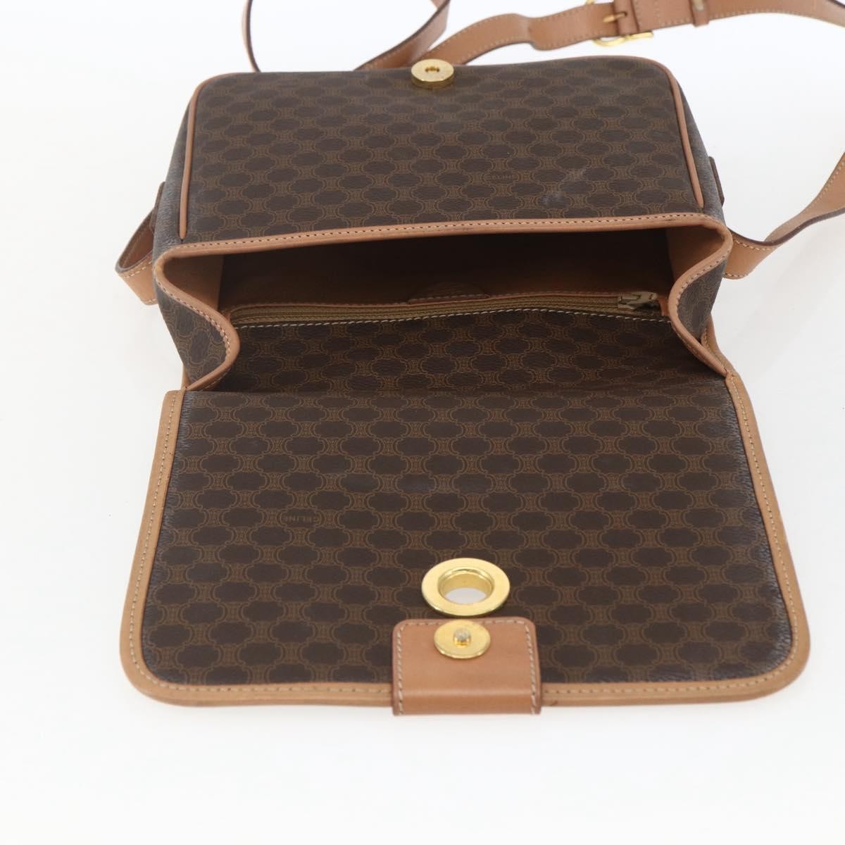 Celine Vintage Macadam Shoulder Bag Canvas and Leather, BROWN, CANVAS, Shoulder bag