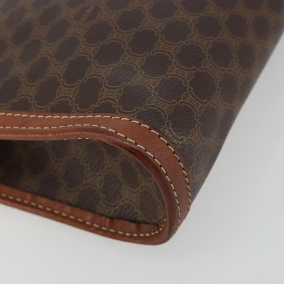 Celine Logo Triomphe Pouch Canvas and leather, Brown, Canvas, Clutch