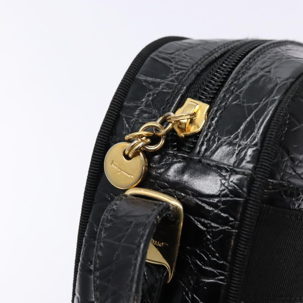 Salvatore Ferragamo Vala Shoulder Bag Leather, BLACK, LEATHER, Shoulder bag