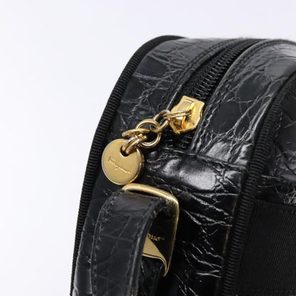 Salvatore Ferragamo Vala Shoulder Bag Leather, BLACK, LEATHER, Shoulder bag