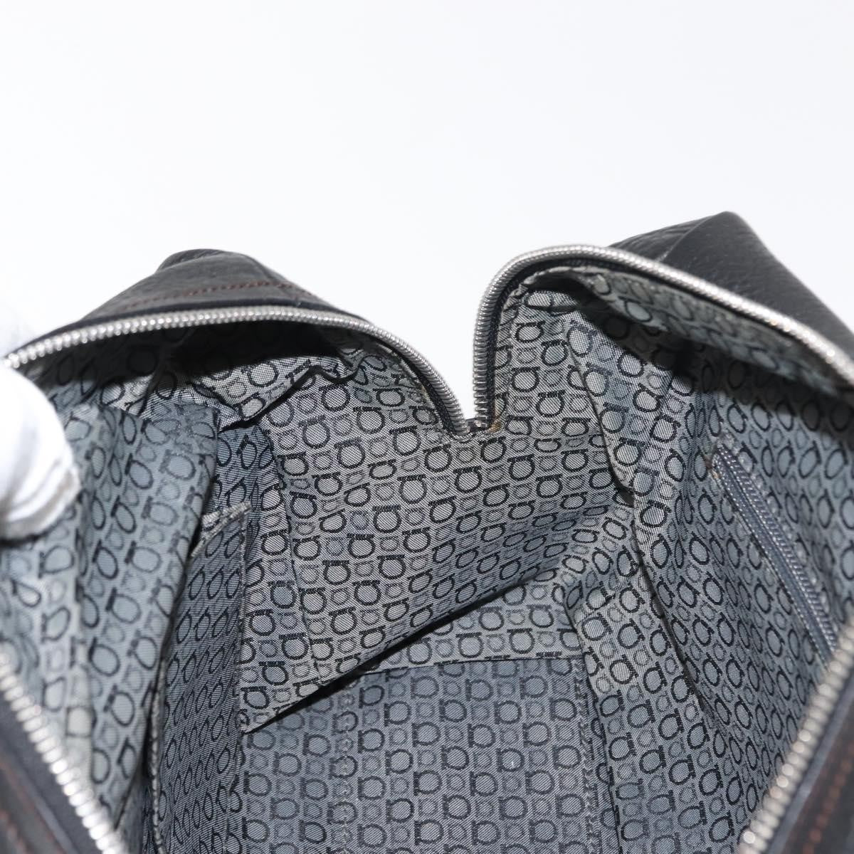 Salvatore Ferragamo Gancini Buckle Shoulder Bag Leather, BLACK, LEATHER, Shoulder bag