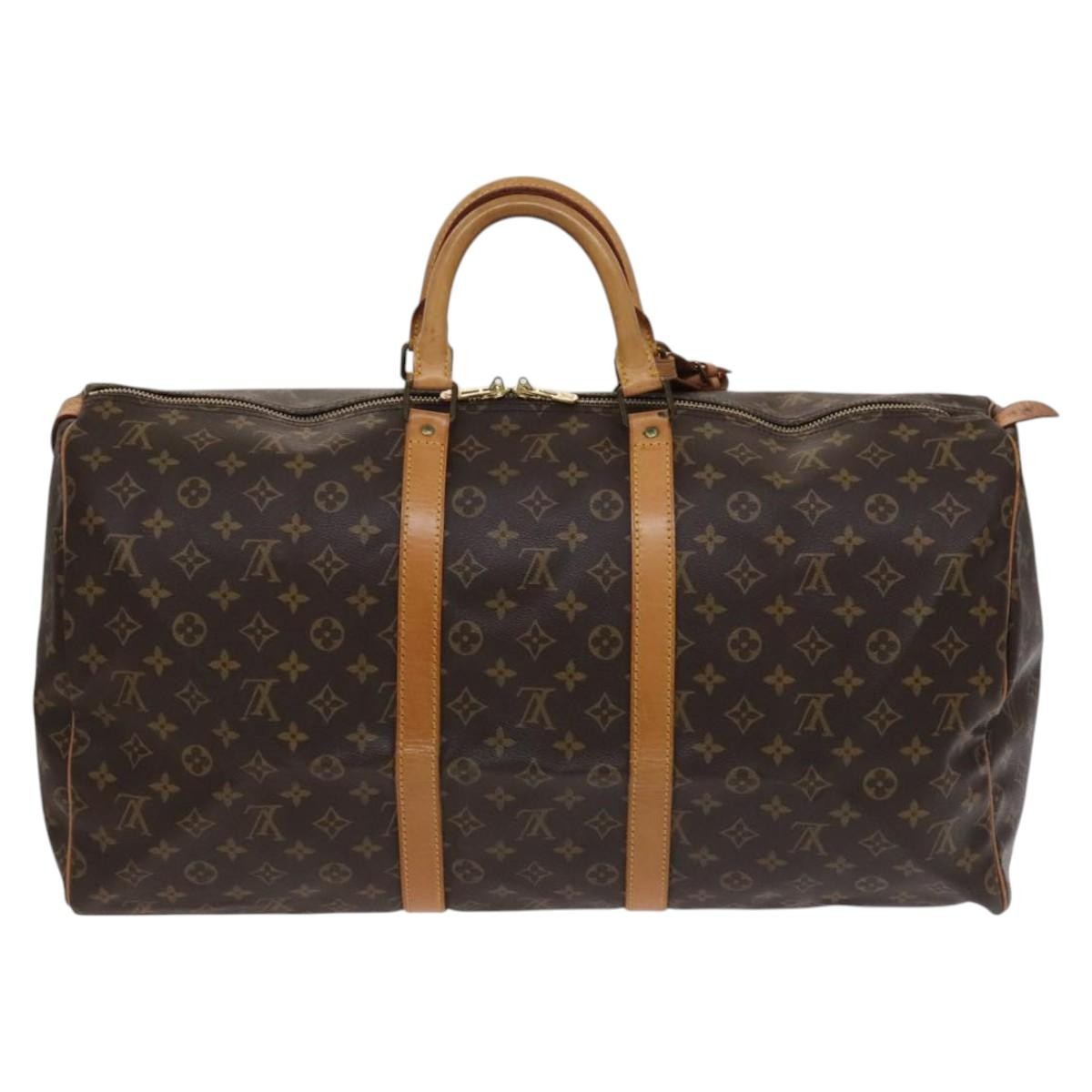 Louis Vuitton Keepall Bag Monogram Canvas, BROWN, CANVAS, Travel bag