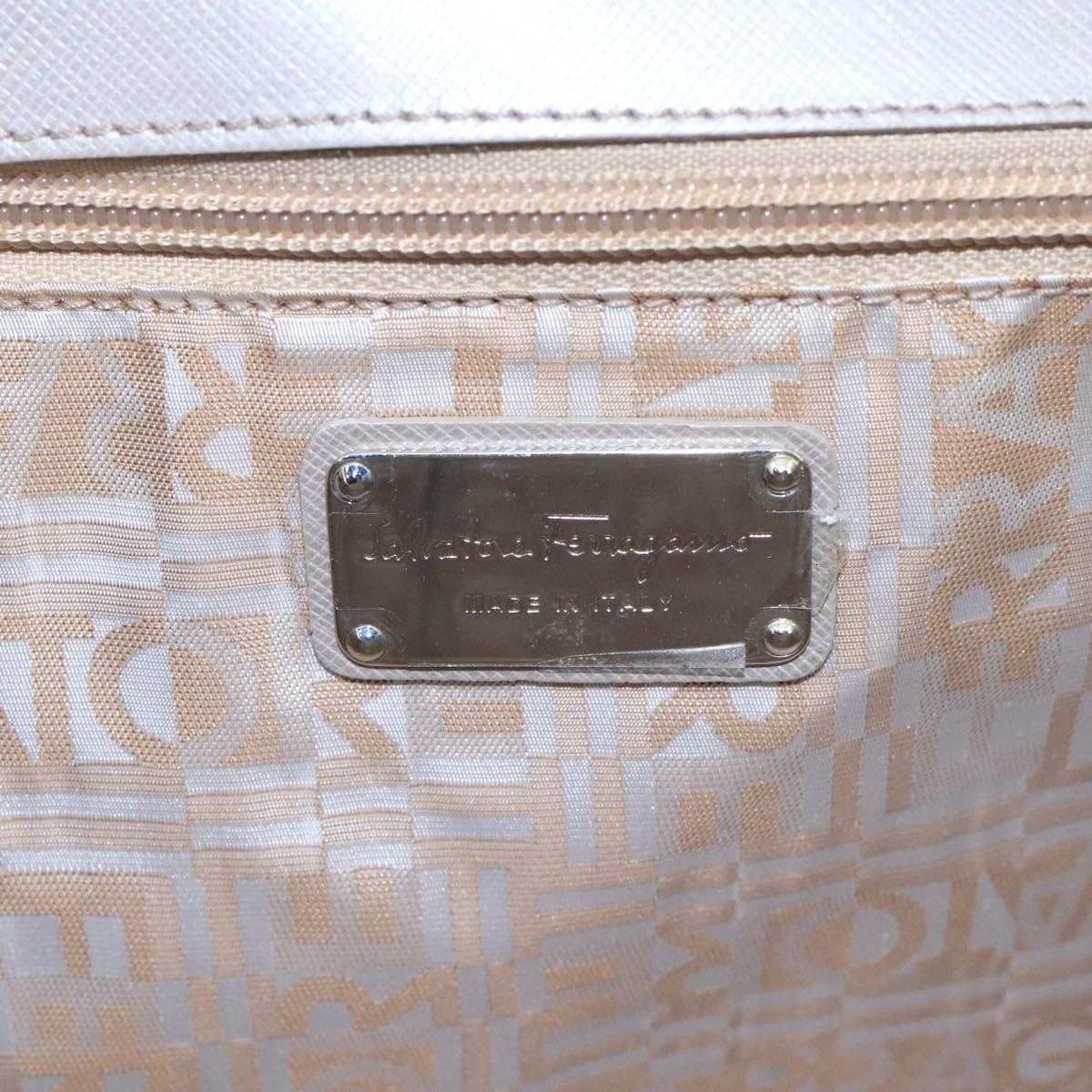 Salvatore Ferragamo Flap Satchel Saffiano Leather, SILVER, LEATHER, Handbag