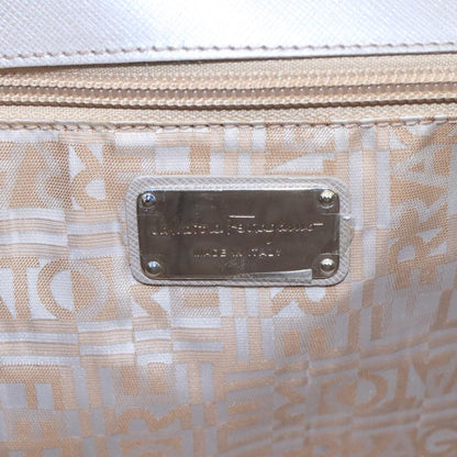 Salvatore Ferragamo Flap Satchel Saffiano Leather, SILVER, LEATHER, Handbag