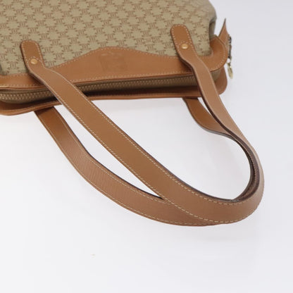 Celine Vintage Macadam Shoulder Bag Canvas and Leather, BEIGE, CANVAS, Shoulder bag
