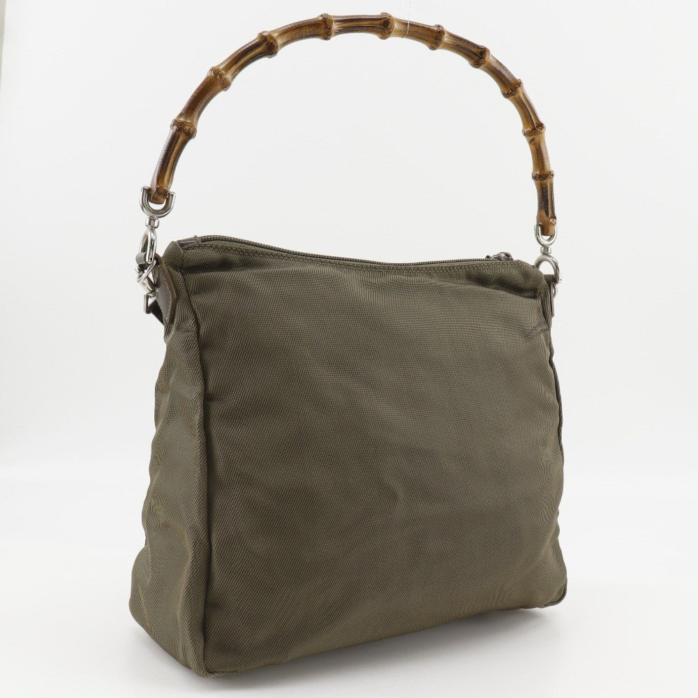 Gucci Convertible Bamboo Zip Tote Canvas, KHAKI, NYLON, Shoulder bag