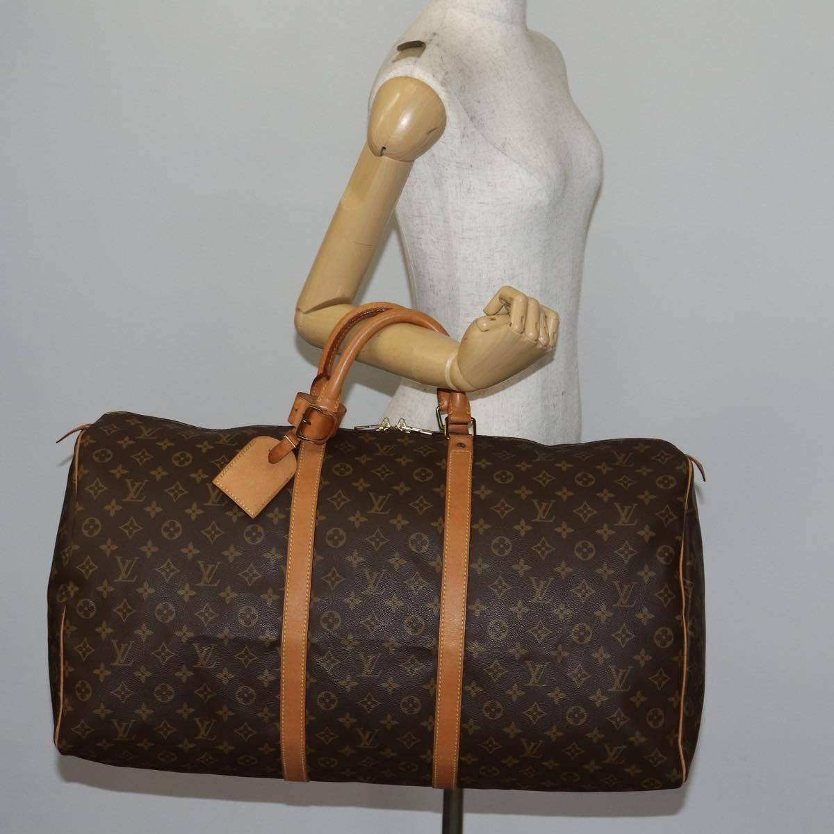 Louis Vuitton Keepall Bag Monogram Canvas, BROWN, CANVAS, Travel bag
