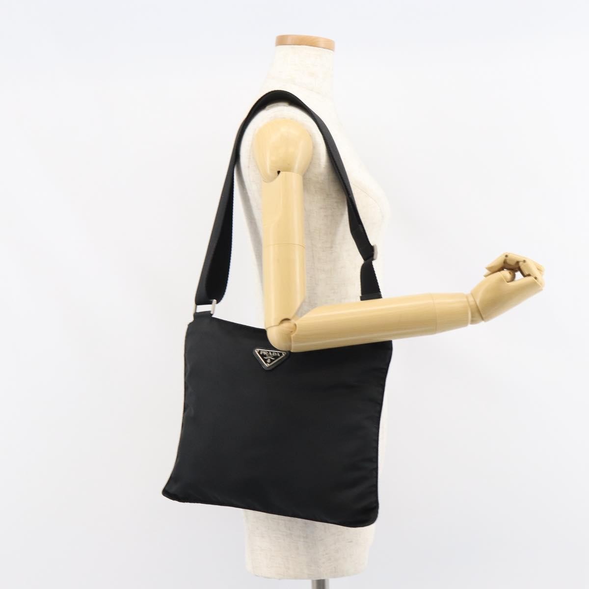Prada Flat Messenger Bag Tessuto, BLACK, NYLON, Shoulder bag