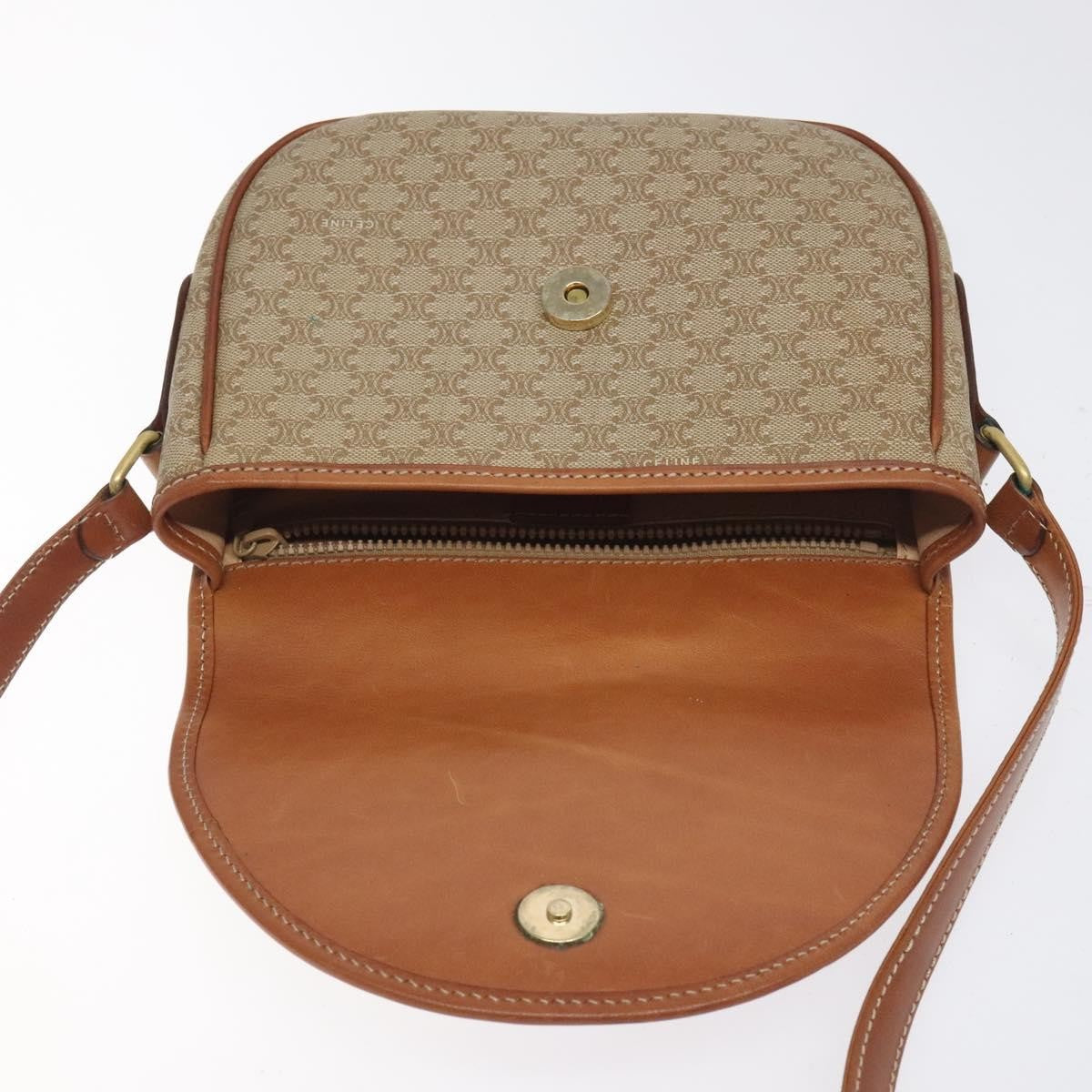 Celine Vintage Macadam Shoulder Bag Canvas, BEIGE, PVC, Shoulder bag