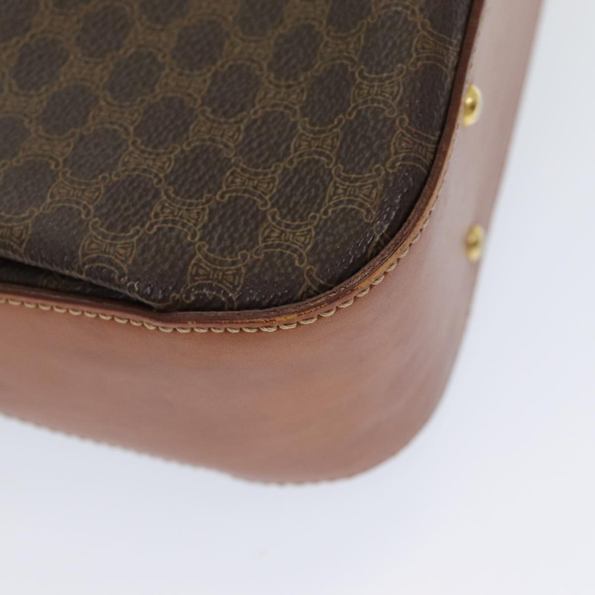 Celine Vintage Convertible Top Handle Bag Macadam Coated Canvas, BROWN, CANVAS, Handbag