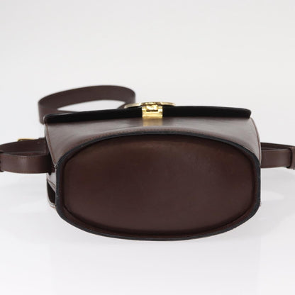 Celine Circle Logo Shoulder Bag Leather, BROWN, LEATHER, Shoulder bag