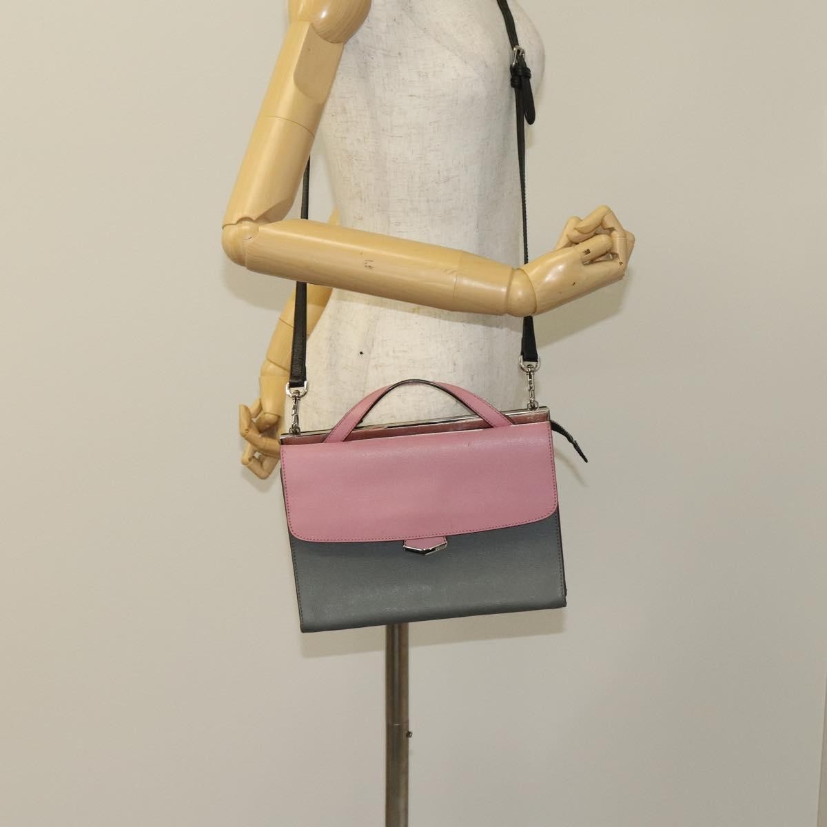 Fendi Demi Jour Satchel Leather, GRAY, LEATHER, Handbag