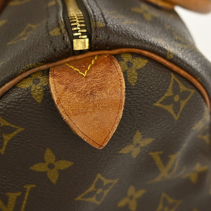 Louis Vuitton Speedy Handbag Monogram Canvas, BROWN, MONOGRAM CANVAS,LEATHER, Handbag