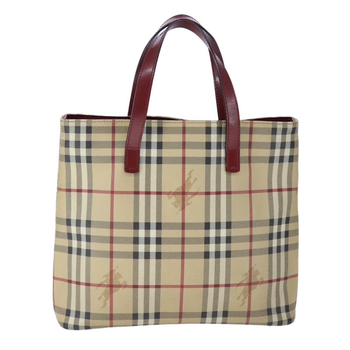 Burberry Top Handle Tote Haymarket Coated Canvas, BEIGE, PVC, Tote bag