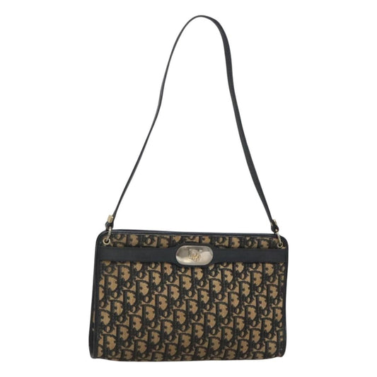Christian Dior Vintage Trotter Shoulder Bag Canvas, NAVY, CANVAS, Shoulder bag