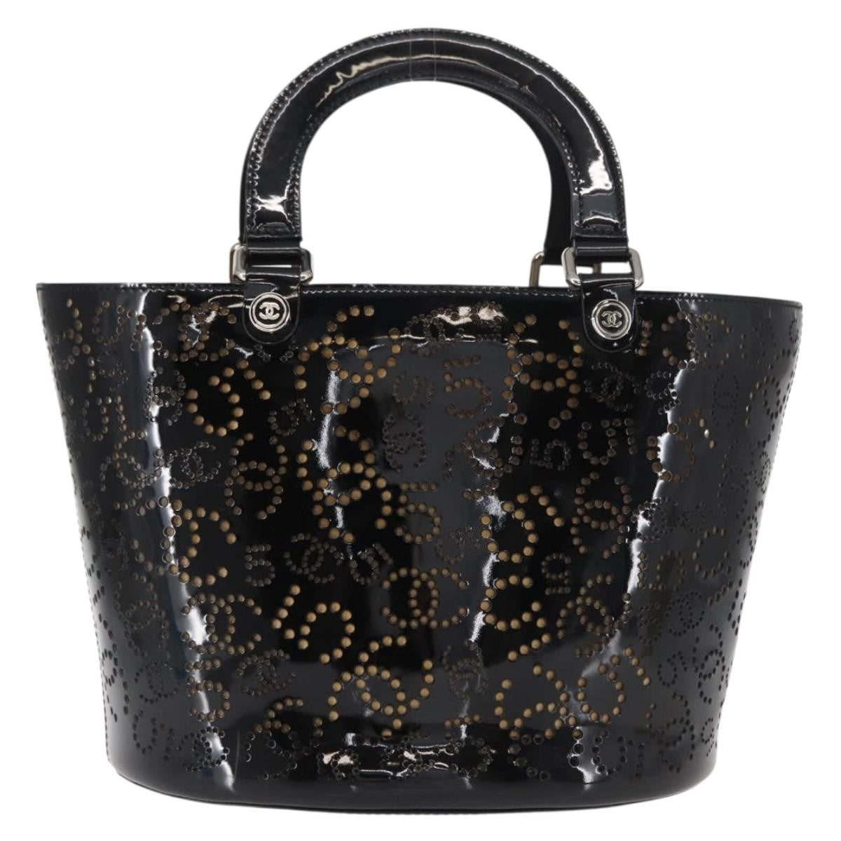 Chanel CC No.5 Shopping Tote Perforated Patent, BLACK, PATENT_LEATHER, Tote bag