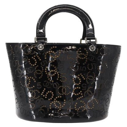 Chanel CC No.5 Shopping Tote Perforated Patent, BLACK, PATENT_LEATHER, Tote bag