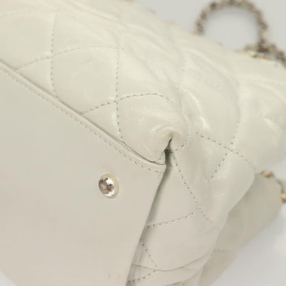 Chanel Chain Me Tote Quilted Calfskin, WHITE, LEATHER, Tote bag