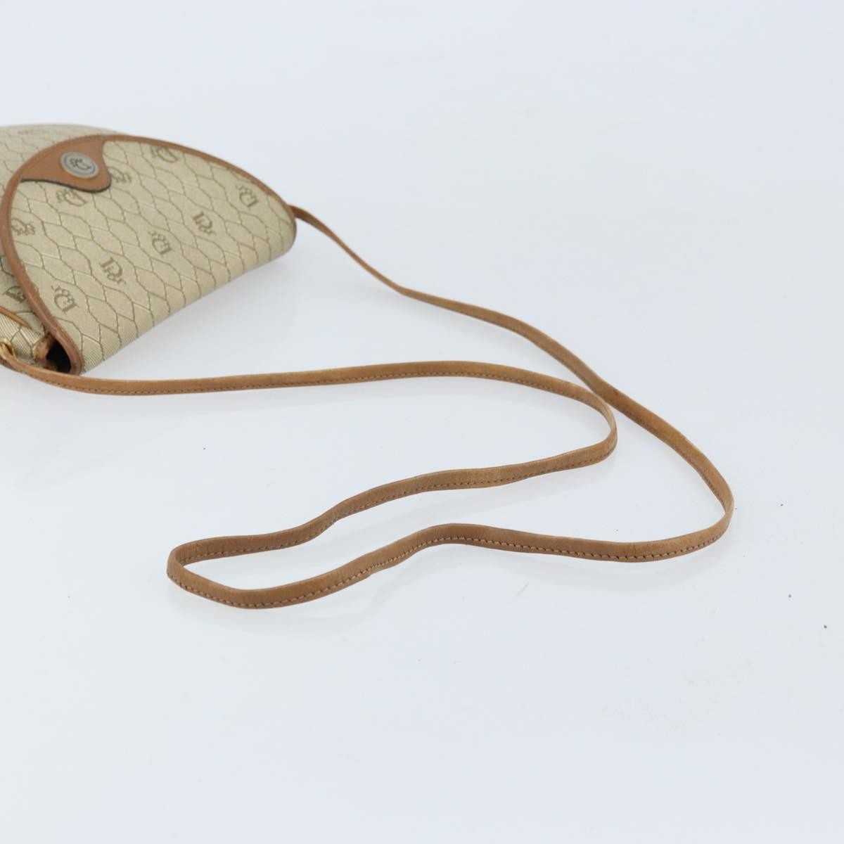 Christian Dior Vintage Honeycomb Shoulder Bag Canvas and Leather, BEIGE, CANVAS, Shoulder bag