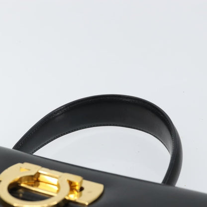 Salvatore Ferragamo Convertible Top Handle Bag Leather, BLACK, LEATHER, Handbag