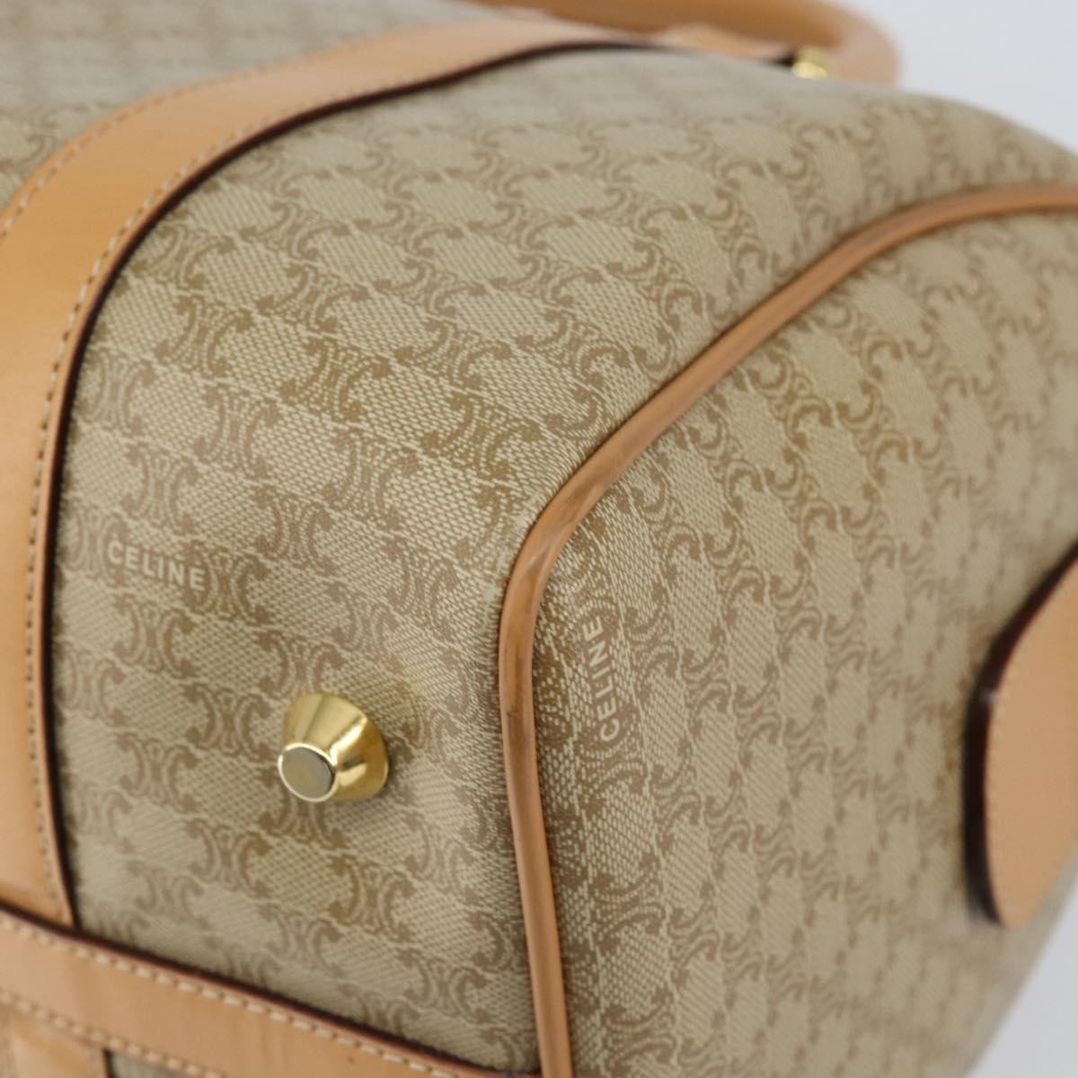 Celine Vintage Duffle Bag Macadam Coated Canvas, BEIGE, CANVAS, Travel bag