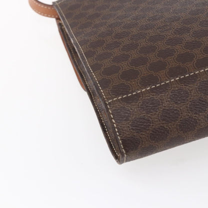 Celine Vintage Macadam Circle Logo Shoulder Bag Canvas and Leather, BROWN, CANVAS, Shoulder bag