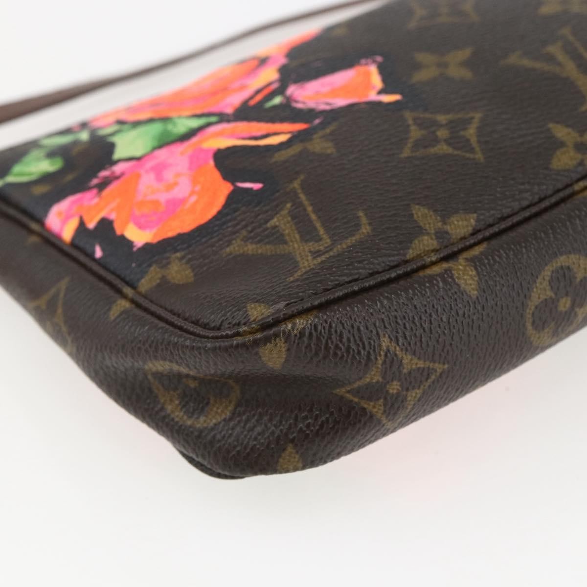 Louis Vuitton Pochette Accessoires Limited Edition Monogram Roses, BROWN, CANVAS, Clutche & pouche