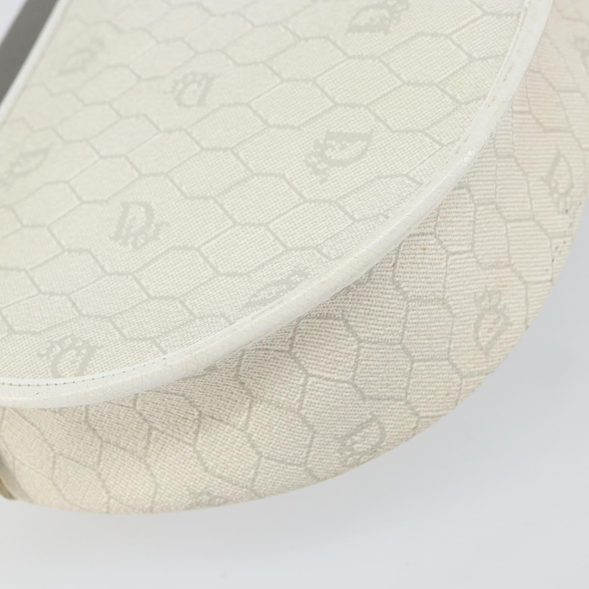 Christian Dior Vintage Honeycomb Flap Crossbody Bag Canvas and Leather, WHITE, CANVAS, Shoulder bag