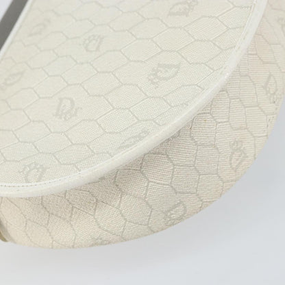 Christian Dior Vintage Honeycomb Flap Crossbody Bag Canvas and Leather, WHITE, CANVAS, Shoulder bag