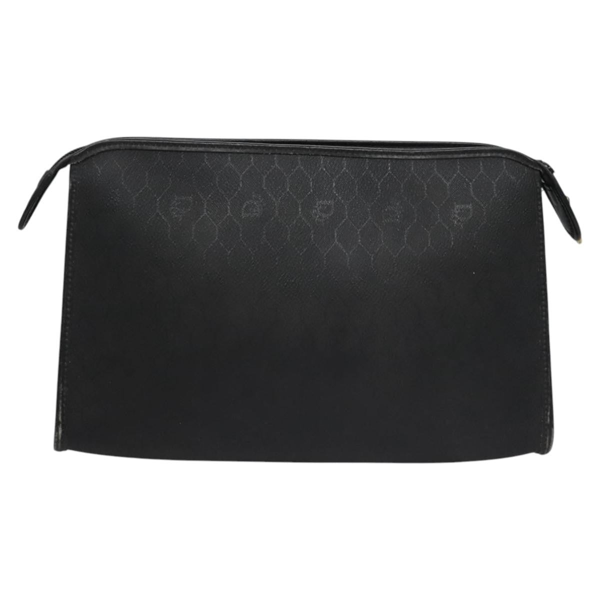 Christian Dior Vintage Honeycomb Zip Pouch Coated Canvas, BLACK, CANVAS, Clutche & pouche