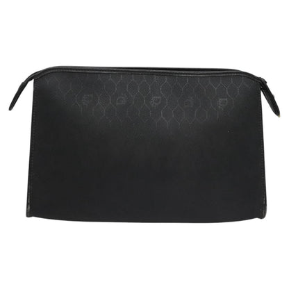 Christian Dior Vintage Honeycomb Zip Pouch Coated Canvas, BLACK, CANVAS, Clutche & pouche