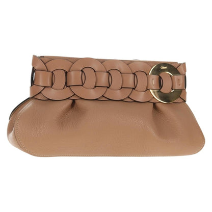 Chloe Darryl Clutch Leather, BEIGE, LEATHER, Clutche & pouche