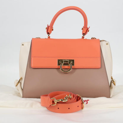 Salvatore Ferragamo Sofia Satchel Leather, PINK, LEATHER, Handbag