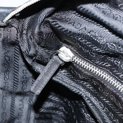 Prada Front Pocket Zip Messenger Bag Tessuto with Saffiano Leather, Black, Nylon, Shoulder Bag