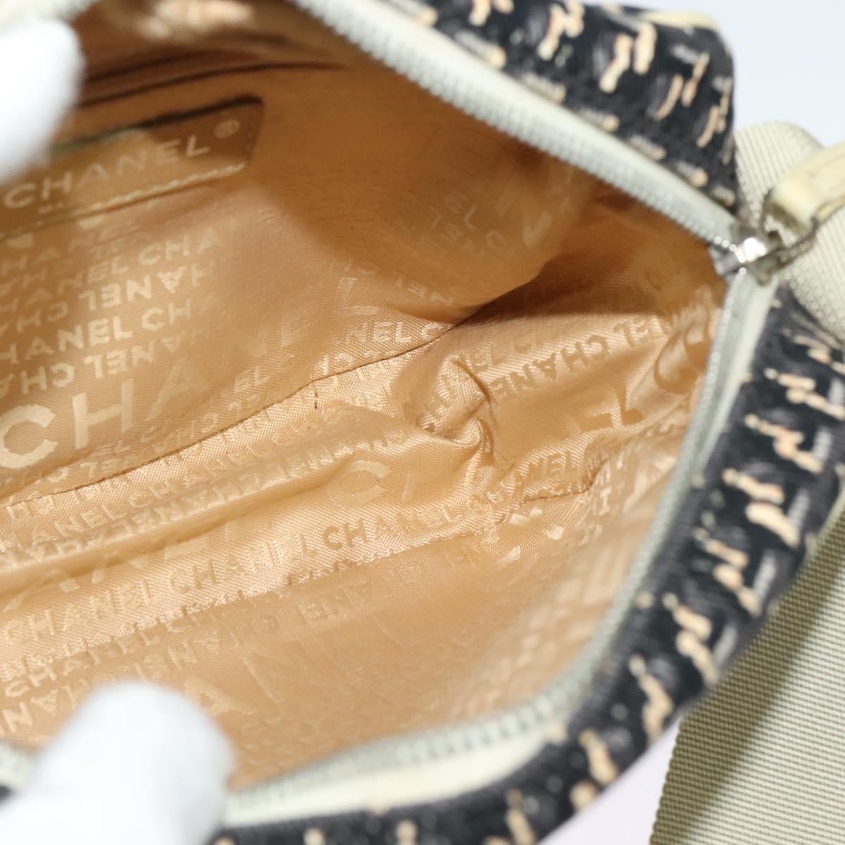 Chanel Vintage Clover Camera Bag Printed Canvas, BLACK, CANVAS, Crossbody bag