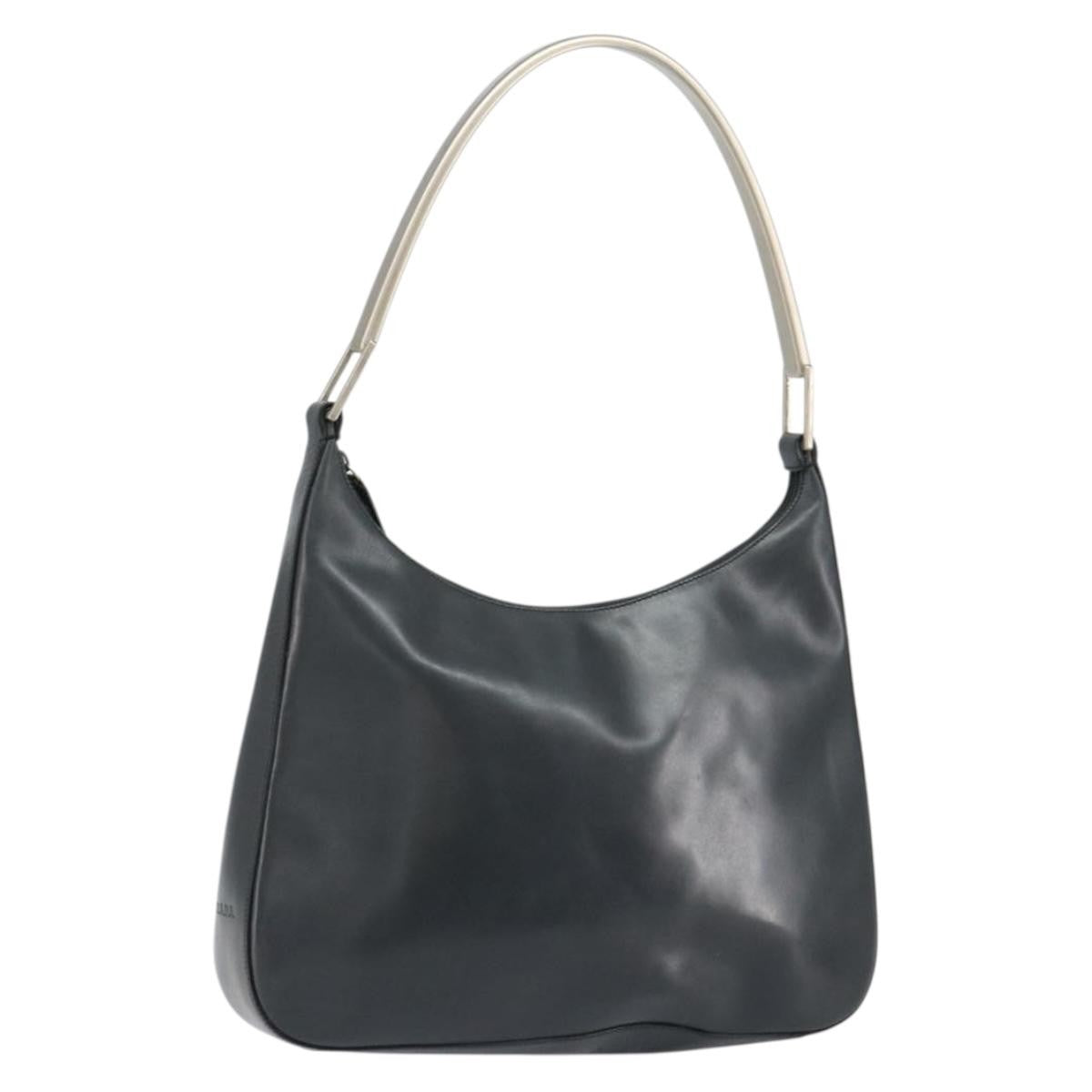 Prada Vintage Handbag Leather, BLACK, LEATHER, Shoulder bag