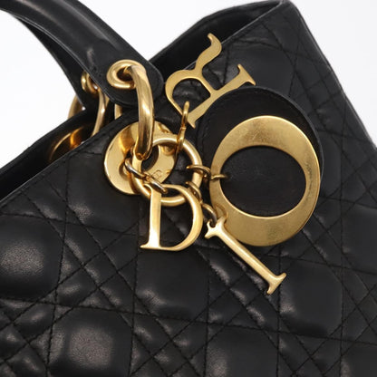 Christian Dior Vintage Lady Dior Bag Cannage Quilt Lambskin, BLACK, LEATHER, Tote bag